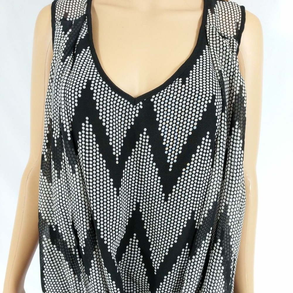 Halo Size Large Silver Black Sleeveless Blouse